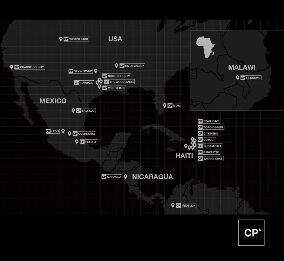 Church Project network map — 100+ churches across 3 continents